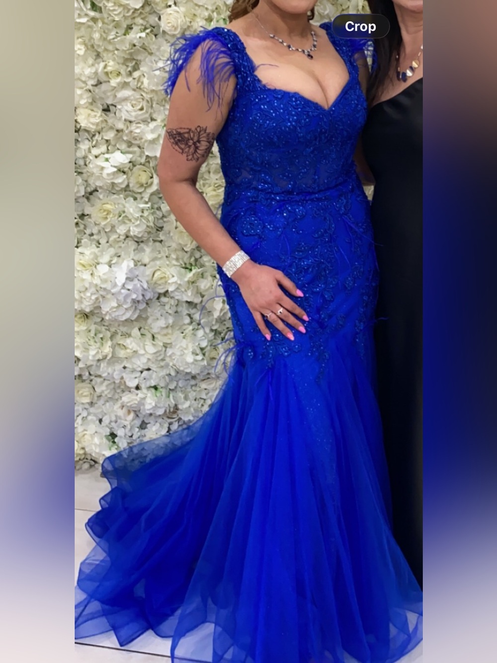 Royal Blue Beaded Tulle Mermaid Gown